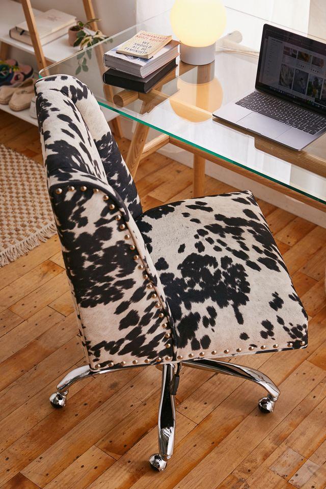 Draper Executive Swivel Office Chair in Black & White Cowhide Print