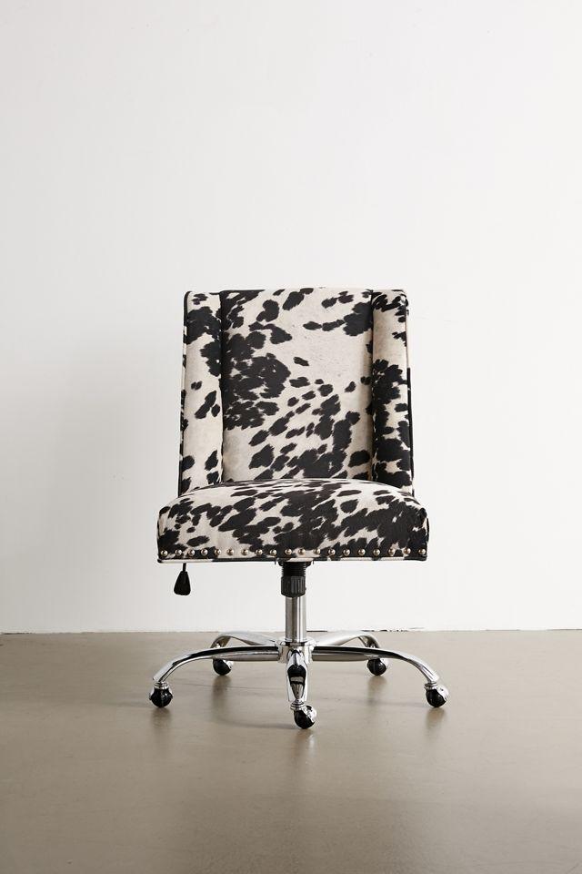 Draper Executive Swivel Office Chair in Black & White Cowhide Print