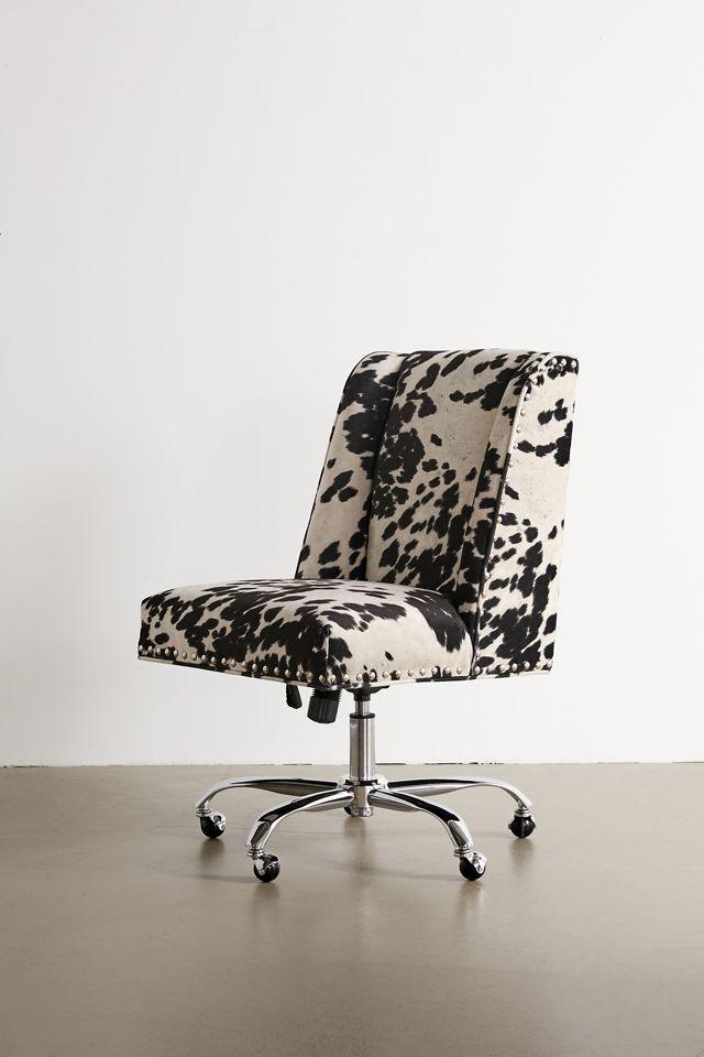 Draper Executive Swivel Office Chair in Black & White Cowhide Print