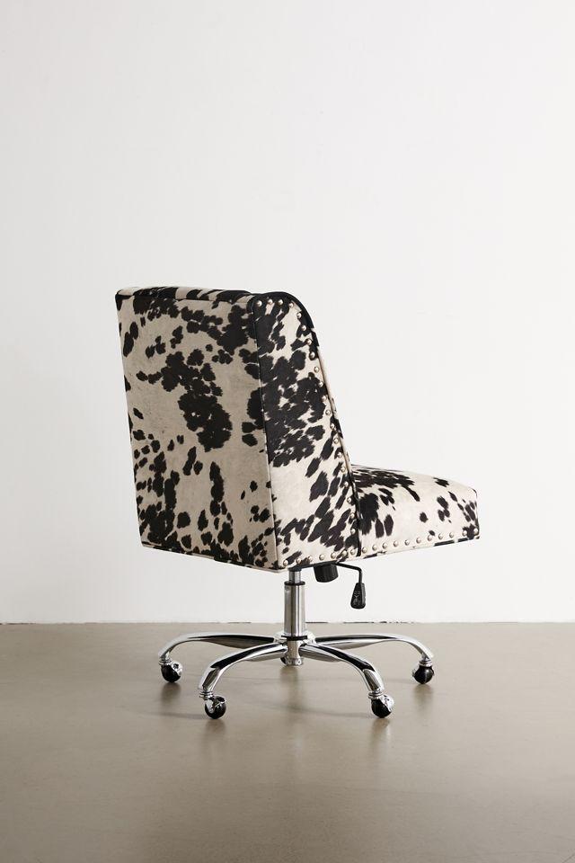 Draper Executive Swivel Office Chair in Black & White Cowhide Print