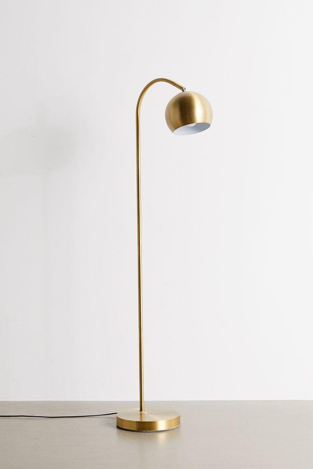 Arcadian Antique Brass Globe Floor Lamp with Adjustable Arc