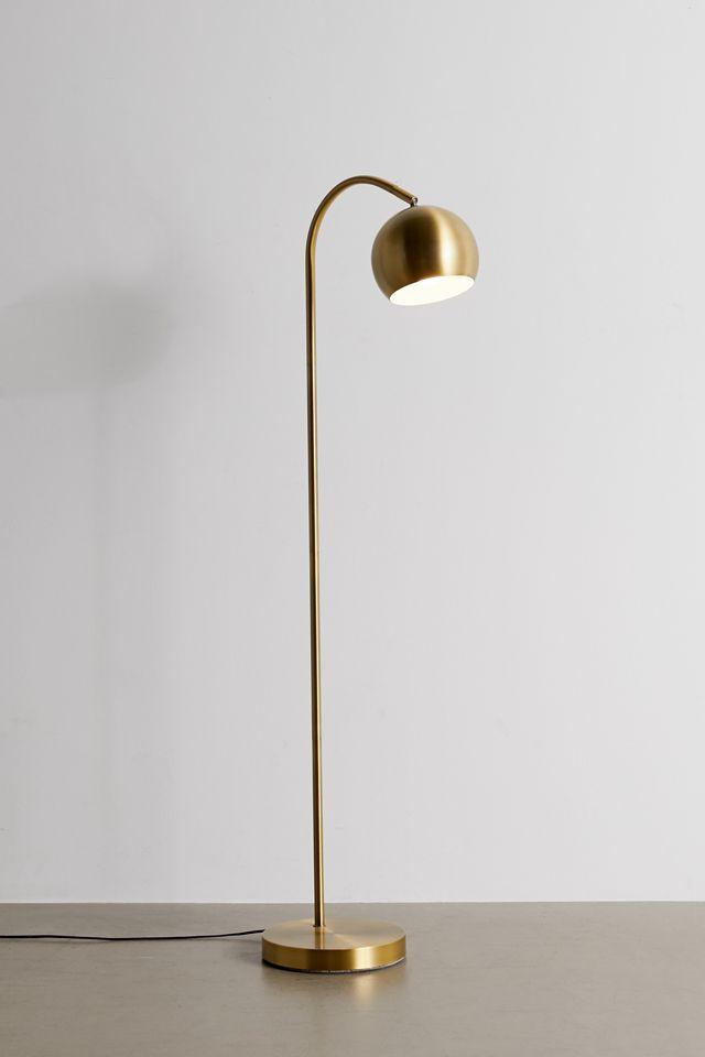 Arcadian Antique Brass Globe Floor Lamp with Adjustable Arc