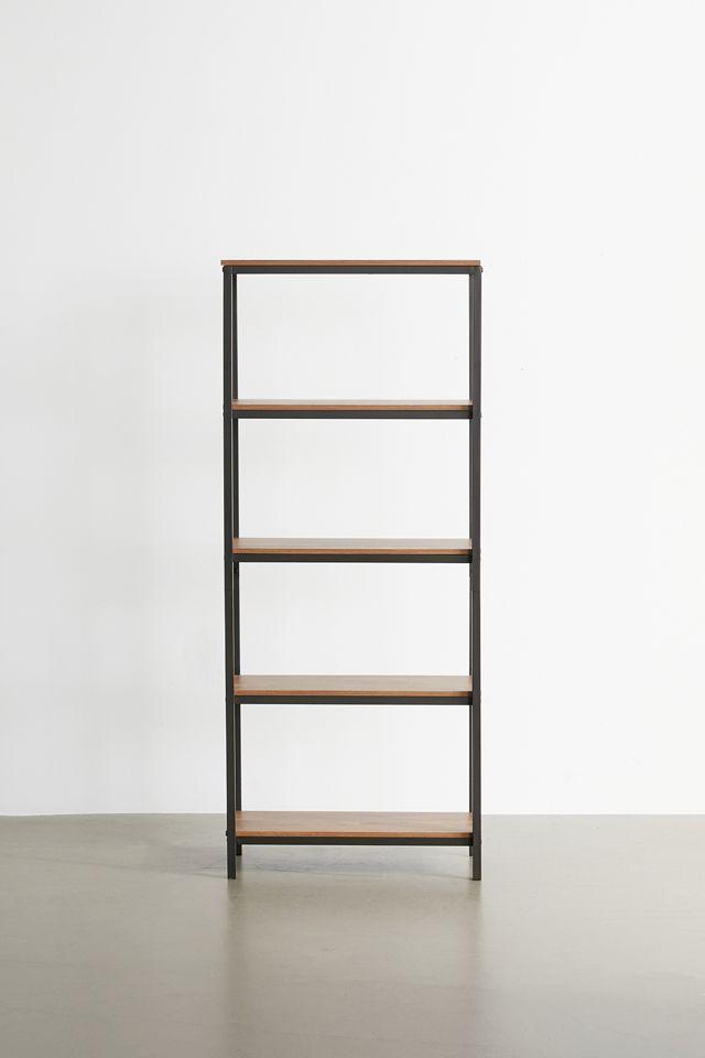 North Avenue Tall 4-Shelf Sindoori Mango and Black Metal Bookcase