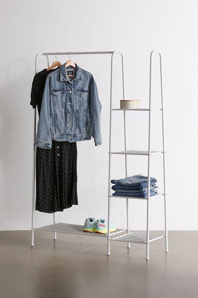 White Steel Freestanding Closet with Shelves and Rack