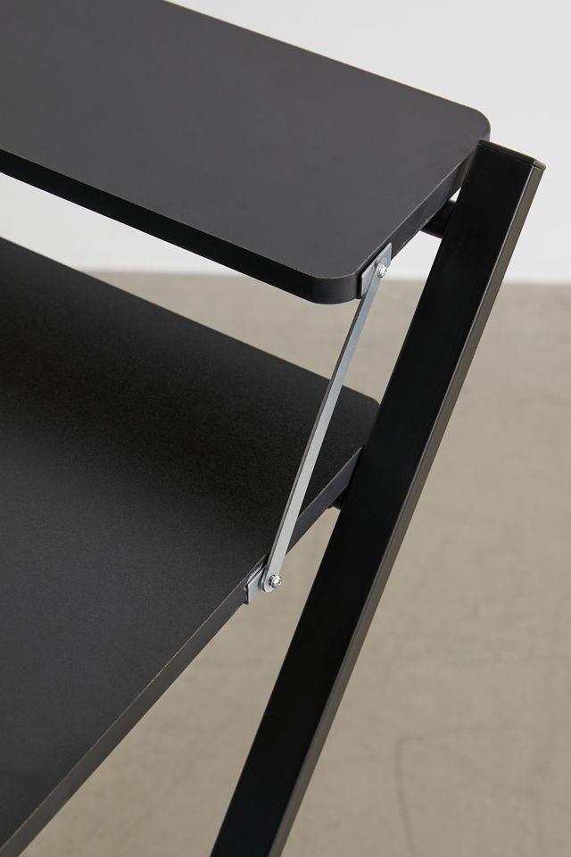 Minimalist 2-Tier Metal and Wood Folding Desk