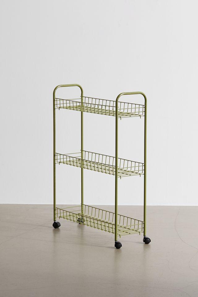 Olive Green 3-Tier Rust-Resistant Steel Rolling Cart