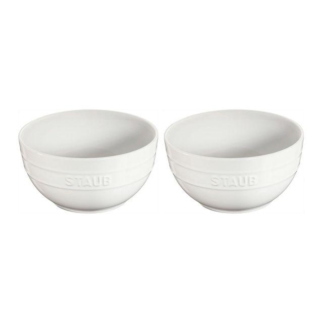 Staub White Ceramic 2-Piece Round Bowl Set