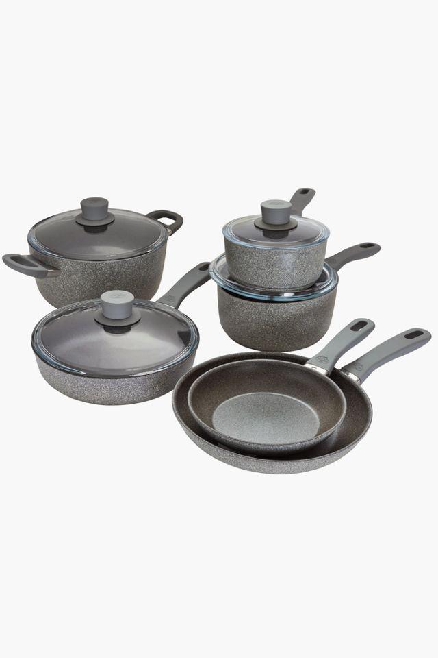 Parma Plus 10-Piece Gray Aluminum Nonstick Cookware Set