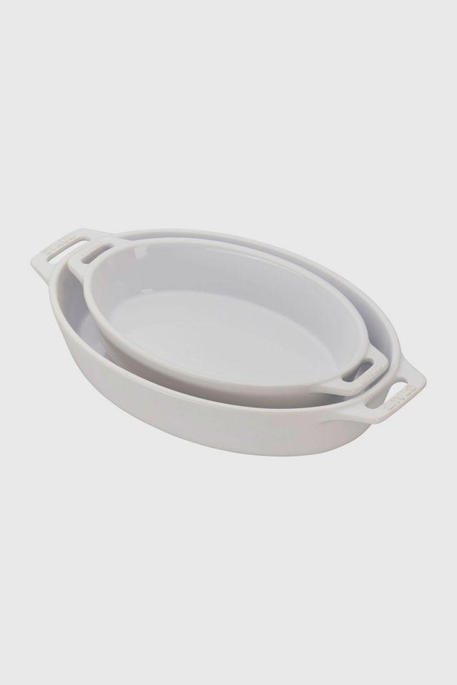 White Ceramic 2-Piece Oval Baking Dish Set