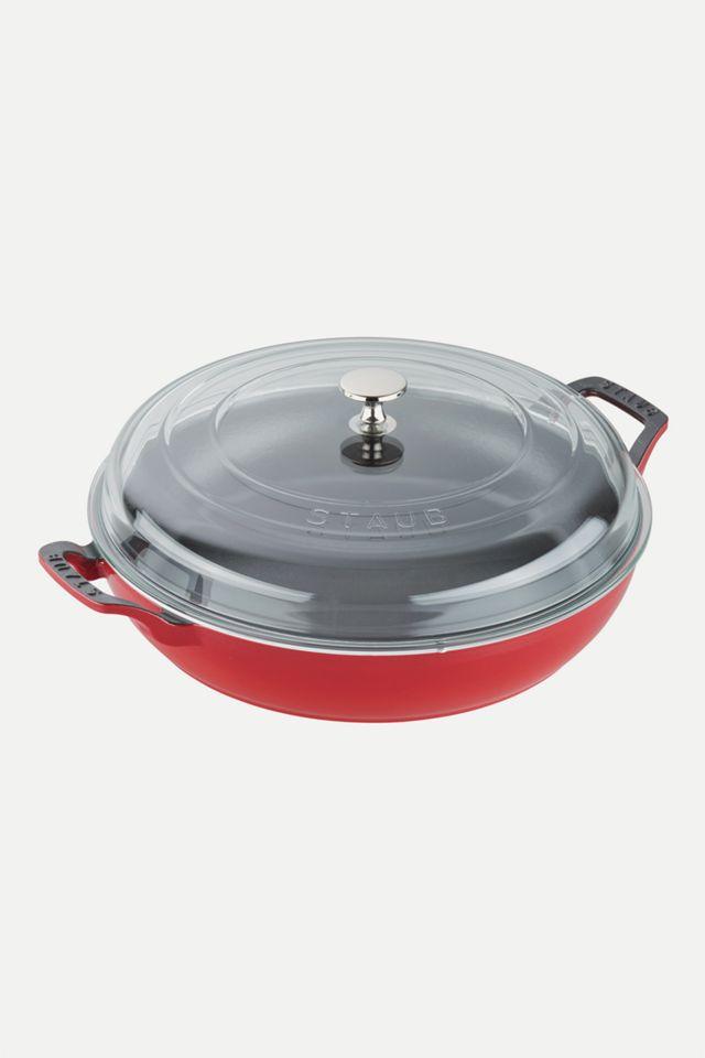 Cherry Red Cast Iron 3.5-Qt Braiser with Glass Lid