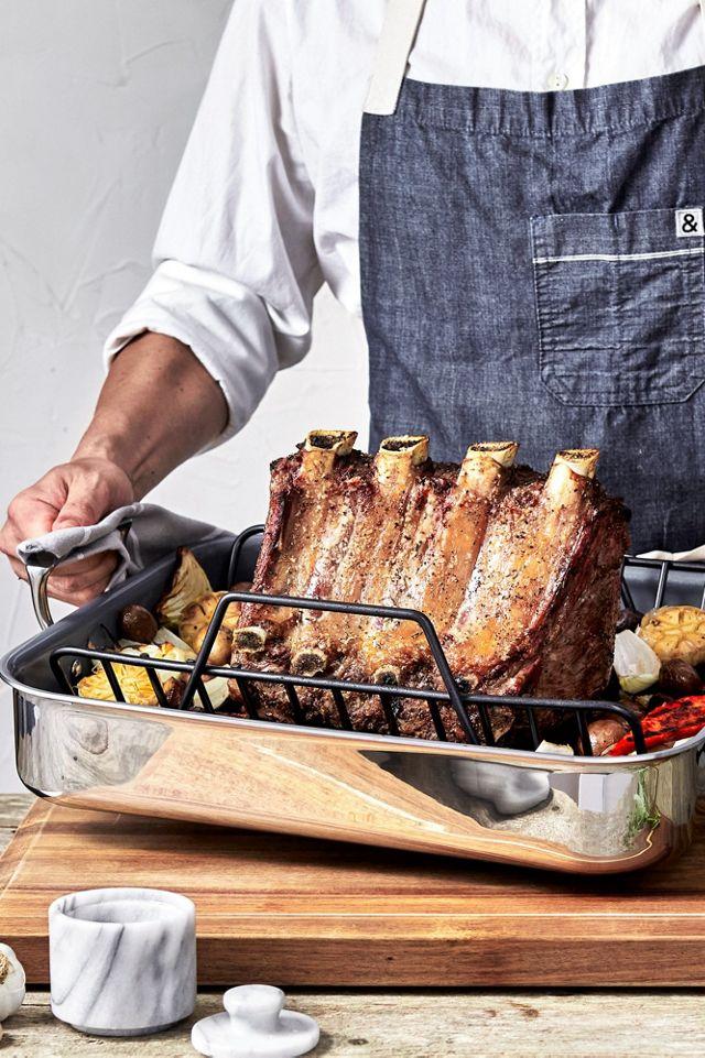 Stainless Steel Ceramic Nonstick Roasting Pan with Rack