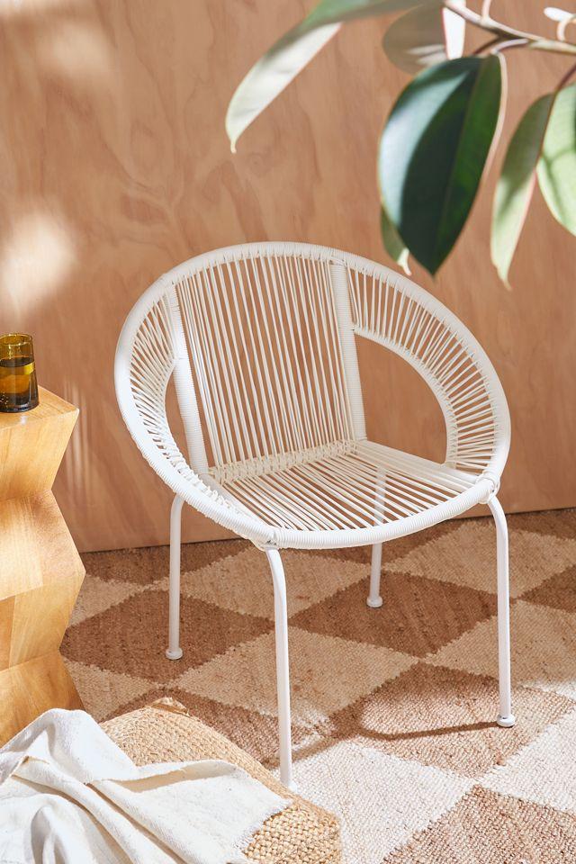 Luxe Modern White Woven Rattan Outdoor Dining Chair