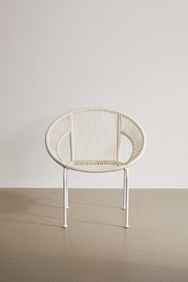 Luxe Modern White Woven Rattan Outdoor Dining Chair