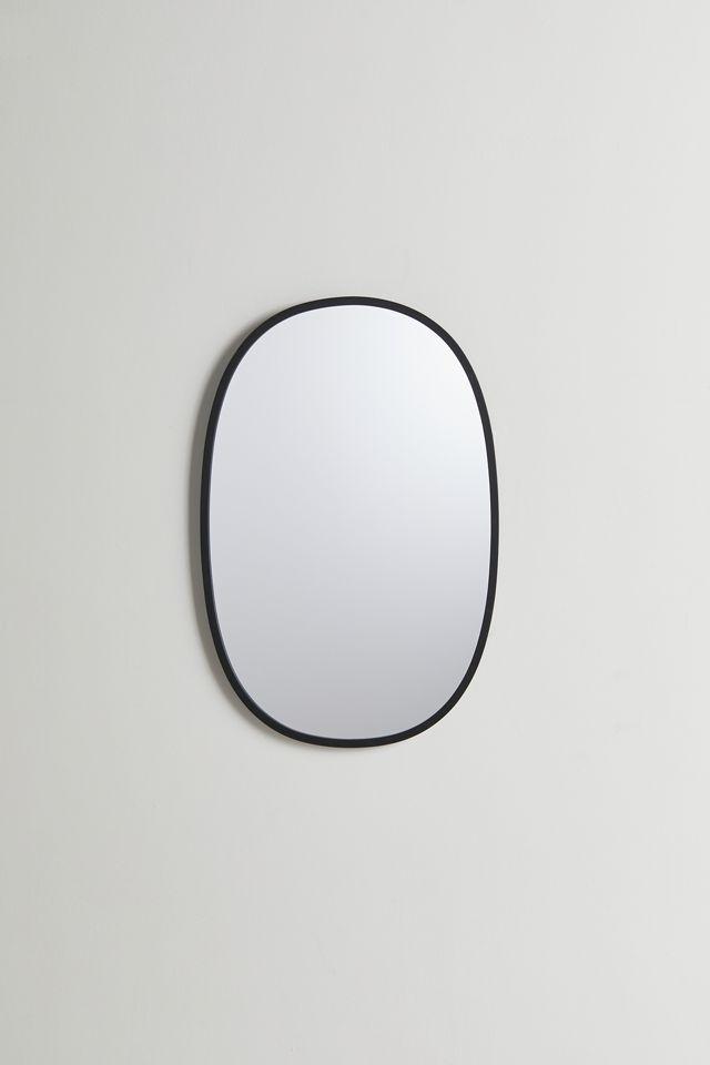 Modern Industrial Hub Oval Wall Mirror with Black Rubber Rim