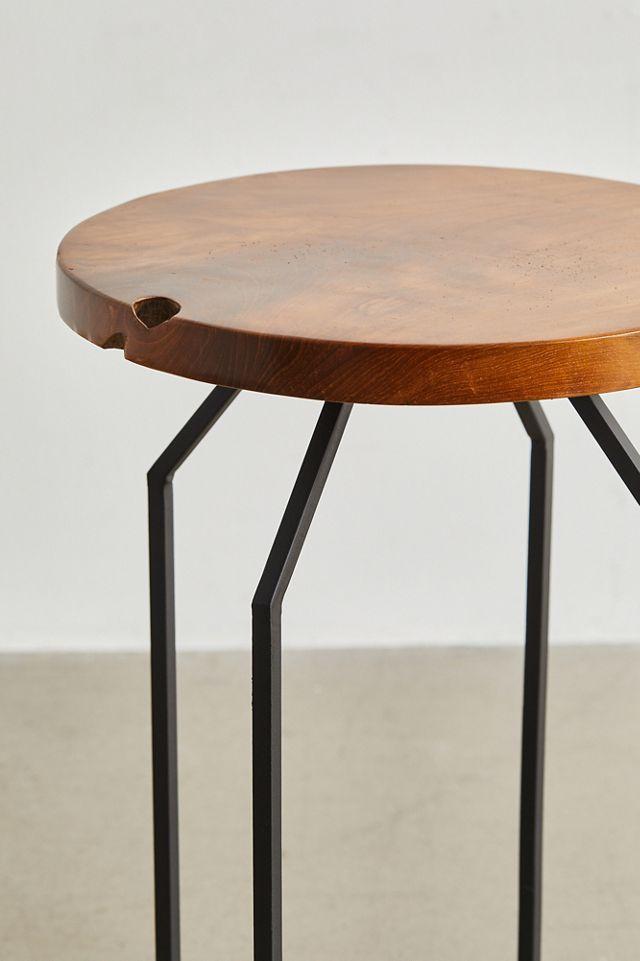 Sophisticated Teak and Iron Round Side Table