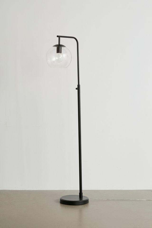 Edison Inspired Black Metal and Clear Glass Globe Floor Lamp