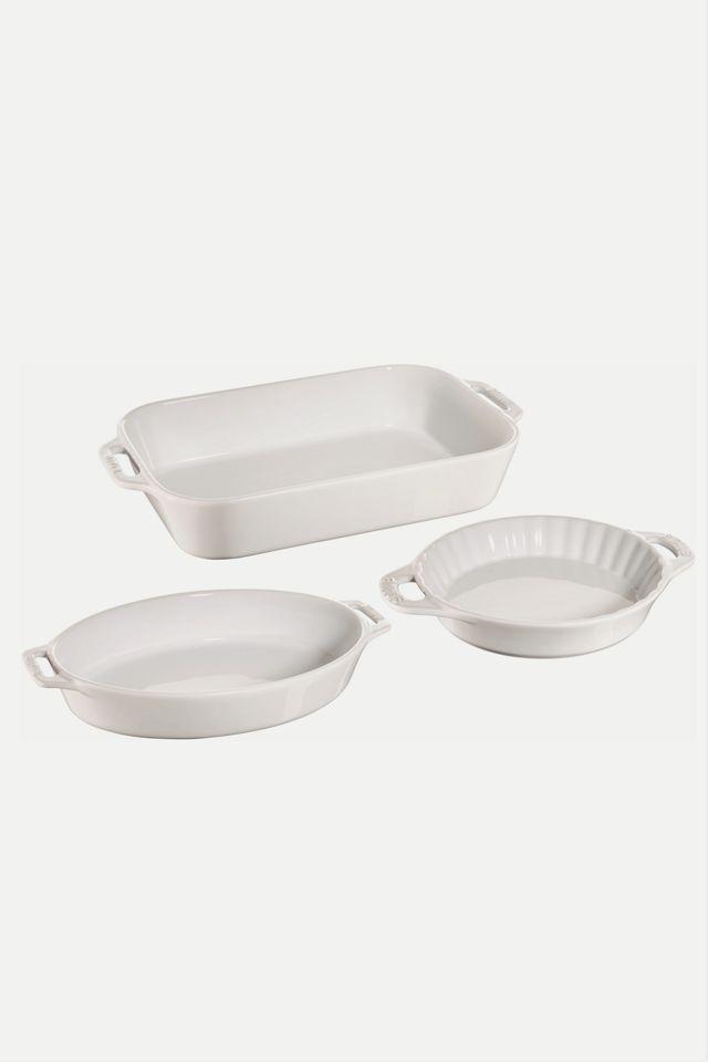 White Ceramic 3-Piece Baking Dish Set