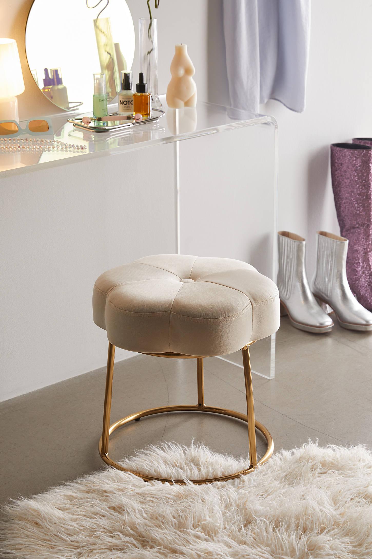 Ciara Flower Cushioned Vanity Stool
