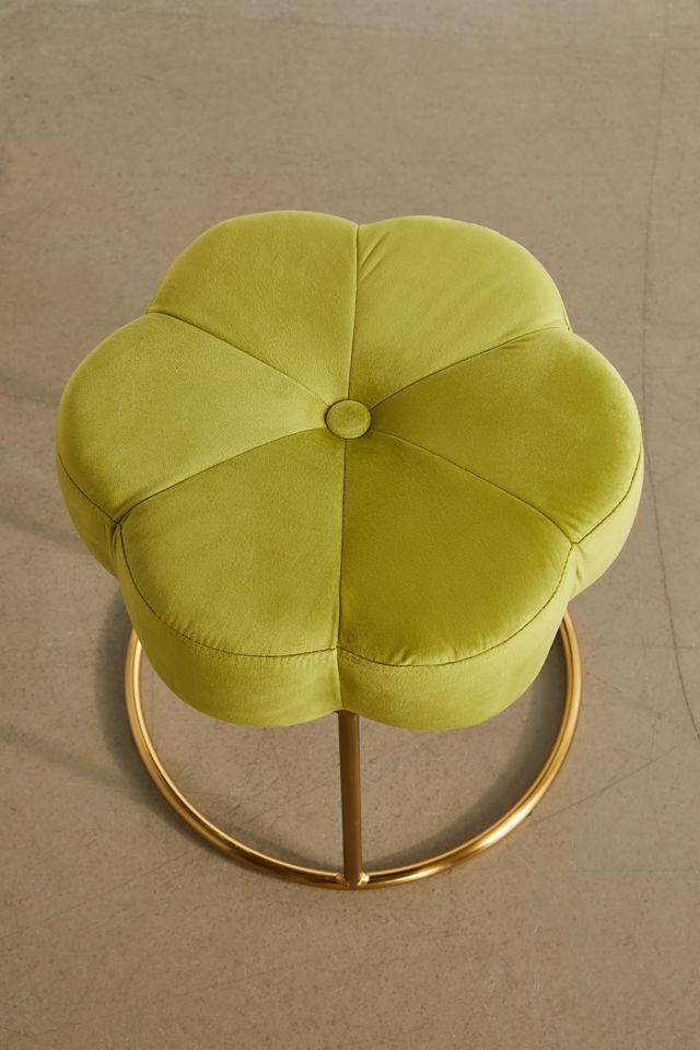 Seraphina Gold Plated Base Light Green Velvet Vanity Stool