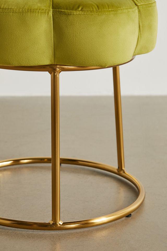 Seraphina Gold Plated Base Light Green Velvet Vanity Stool