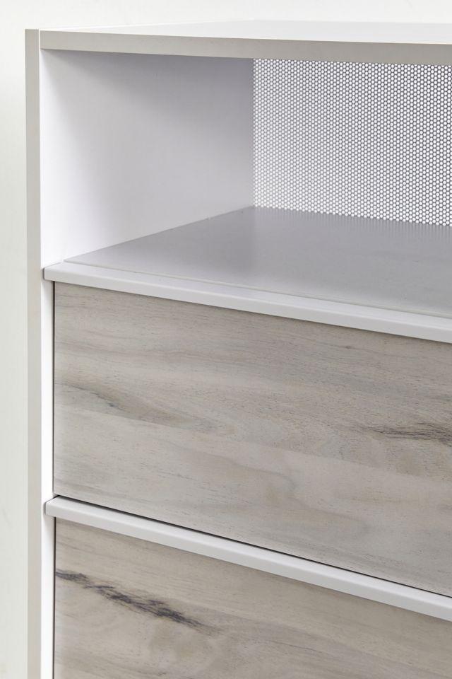 Boulevard White 3-Drawer Chest with Haze Acacia Accents