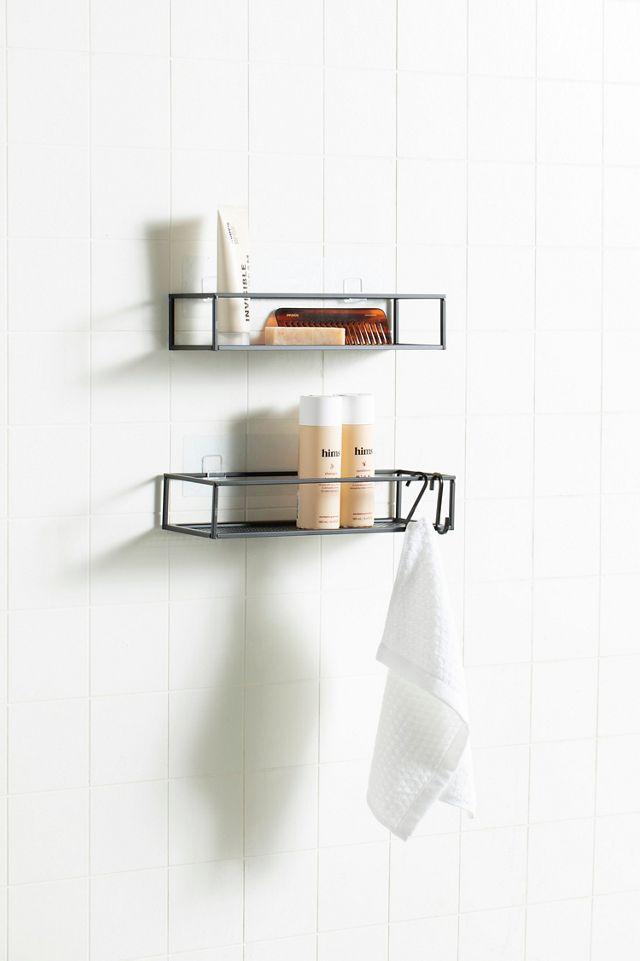 Black Iron Suction Mount Shower Caddy Set