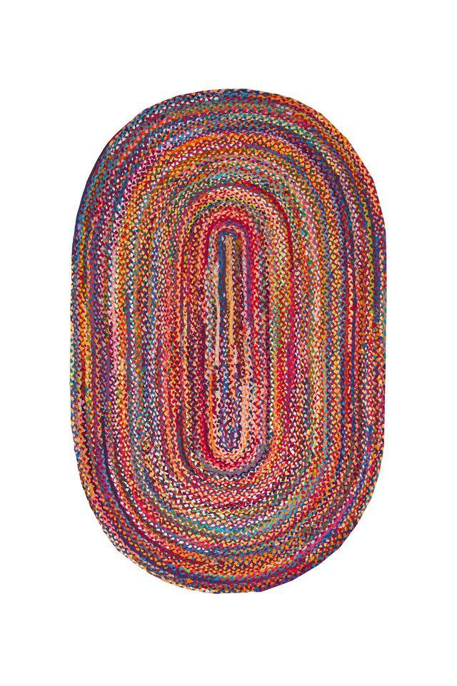 Handmade Multicolor Cotton Braided 26" Accent Rug