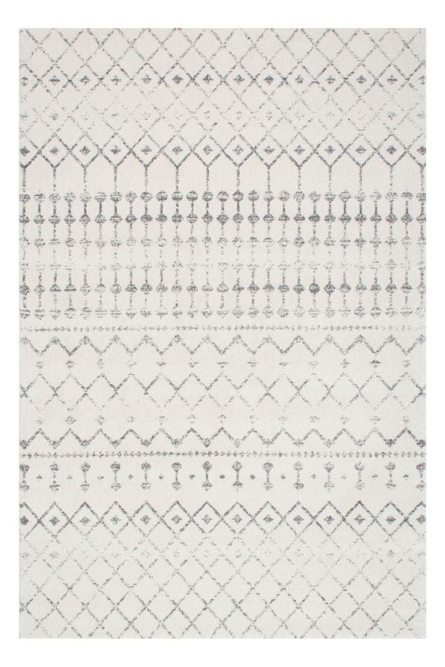 Reversible Trellis Cream & Gray Easy-Care Synthetic Rug Runner