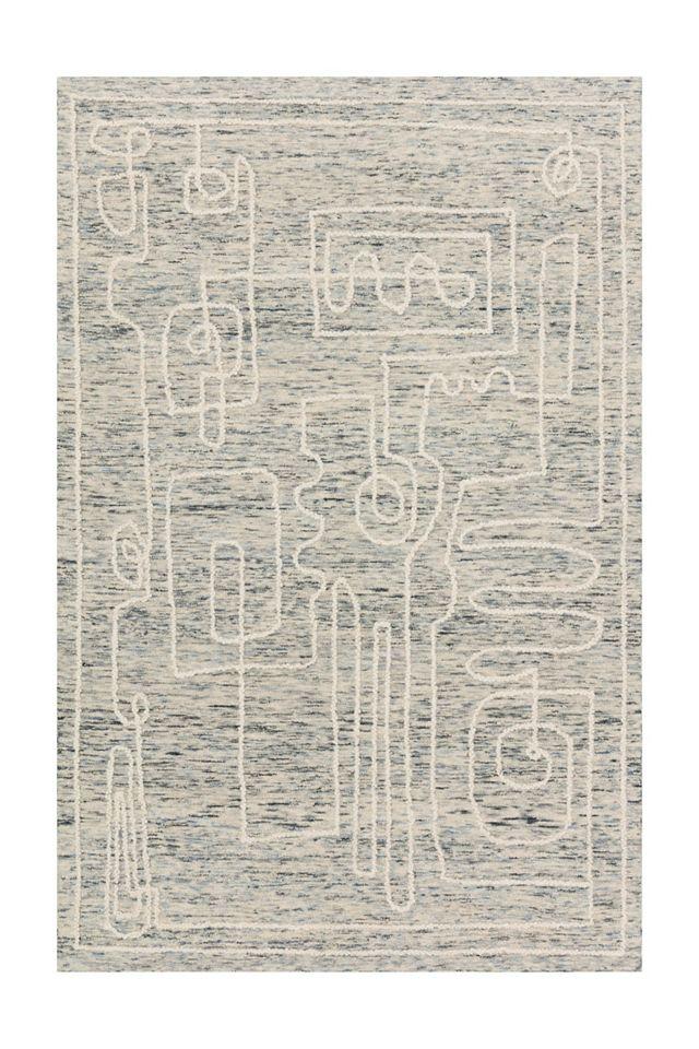 Geometric Abstract Gray Hand-Tufted Wool Rectangular Rug 7'9" x 9'9"