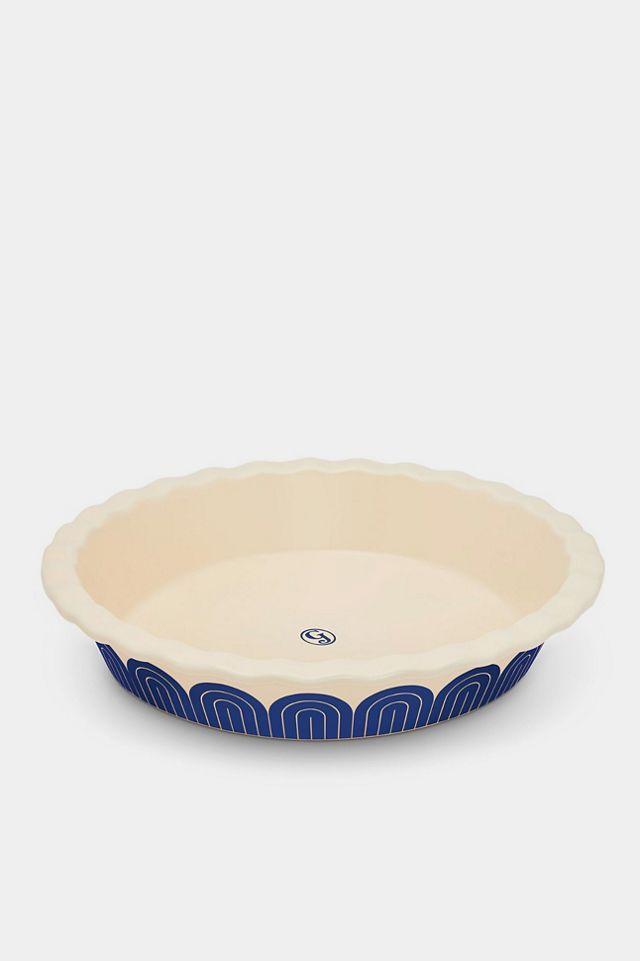 Blueberry Ceramic 10-inch Pie Baking Dish with Wavy Rim