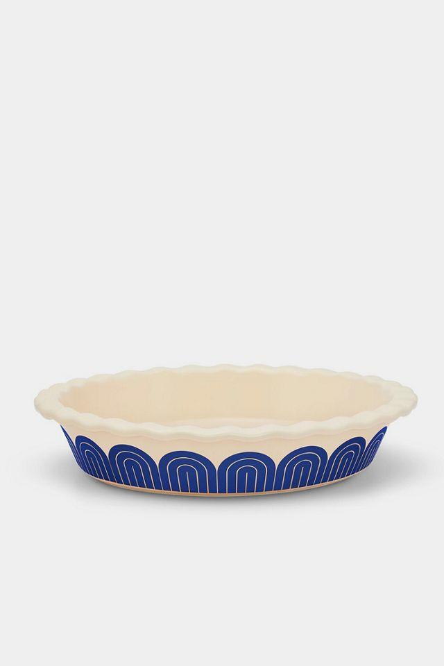 Blueberry Ceramic 10-inch Pie Baking Dish with Wavy Rim