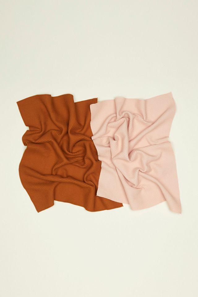 Essential Waffle Kitchen Towels (Set Of 2) by Hawkins New York - Blush + Terra Cotta