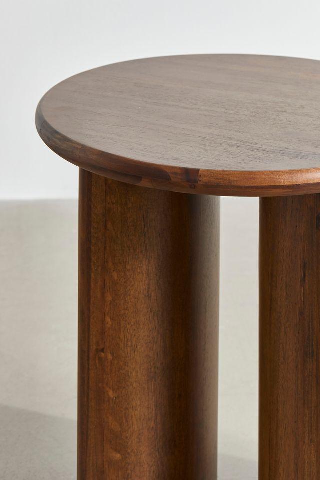 Osiris Concaved Legs Round Side Table in Seasoned Brown Acacia