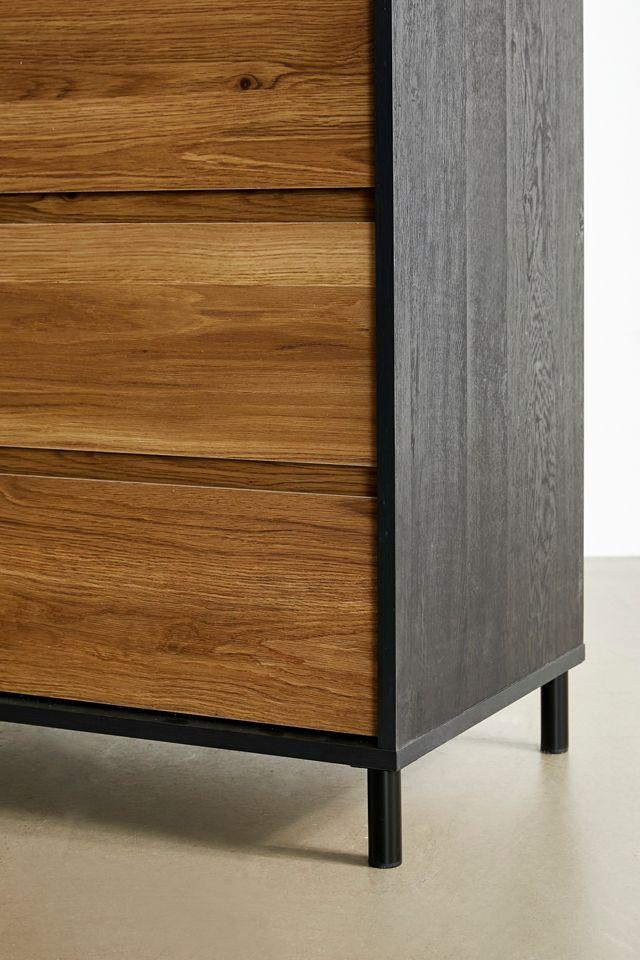 Raven Oak and Timber 6-Drawer Modern Dresser with Metal Accents