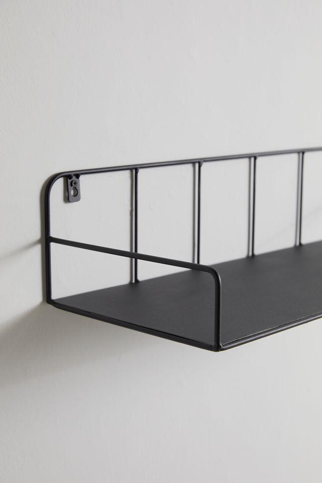 Curved Edge 24" Black Steel Floating Wall Shelf