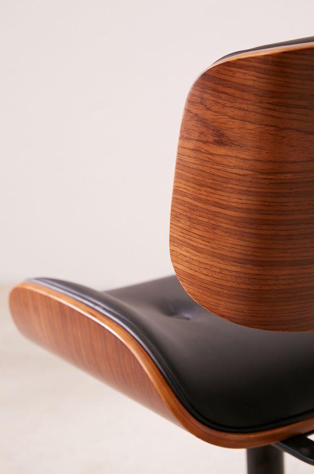 Lombardi Swivel Task Chair in Walnut and Black Faux Leather