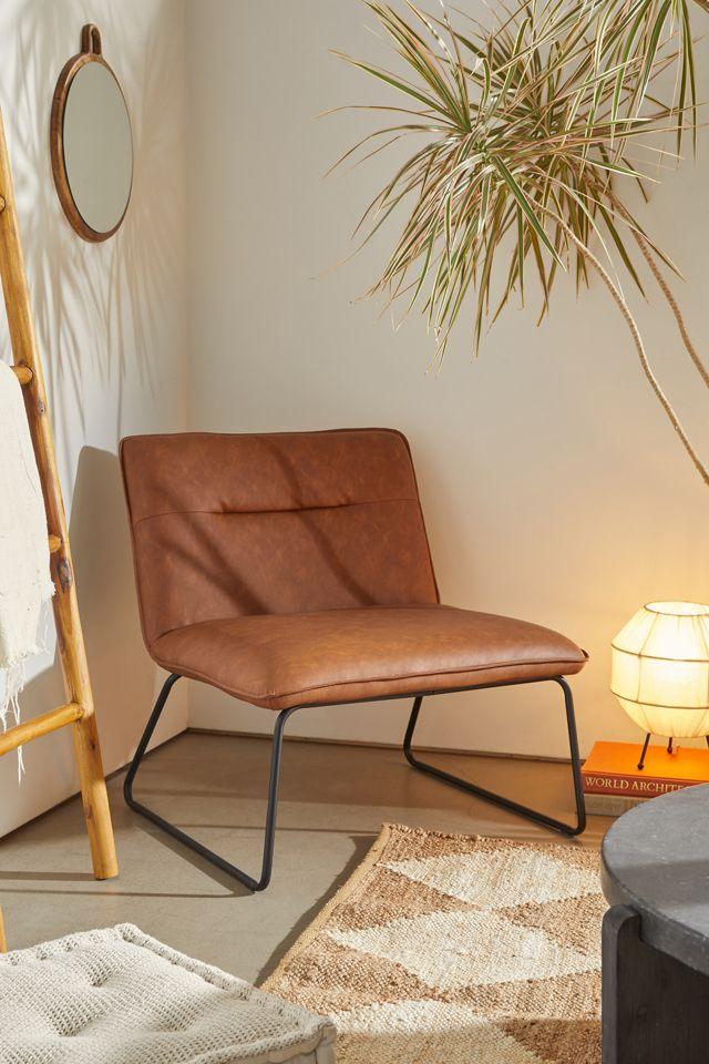 Sleek Industrial Leatherette Armless Accent Chair