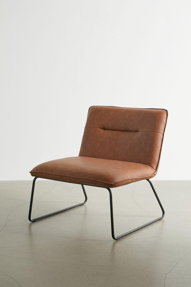 Sleek Industrial Leatherette Armless Accent Chair