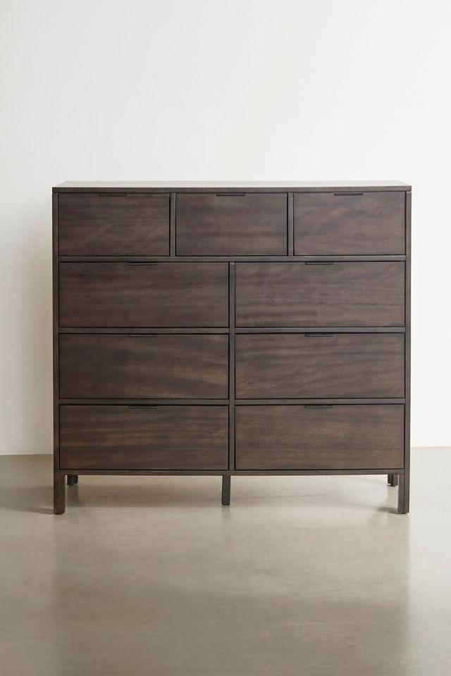 Transitional Walnut Brown 9-Drawer Dresser with Dovetail Drawers