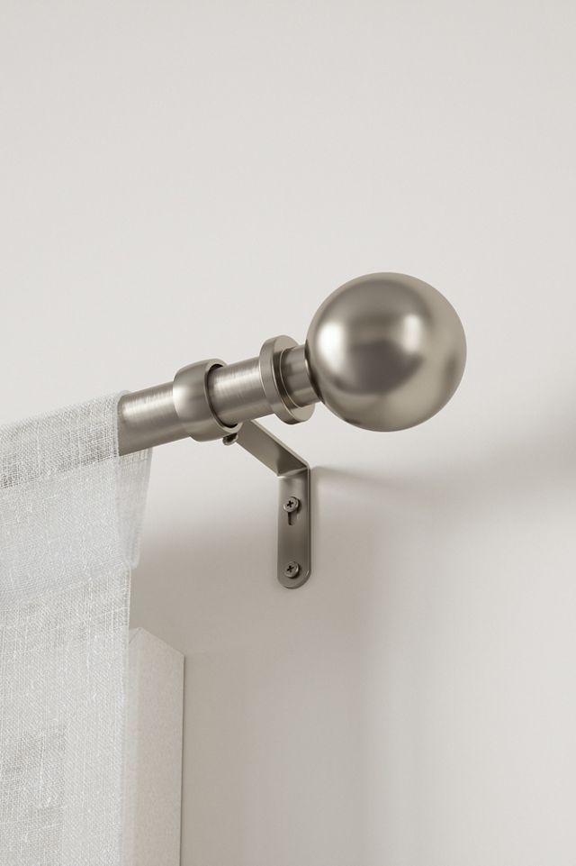 Silver Nickel Adjustable Curtain Rod with Ball Finials