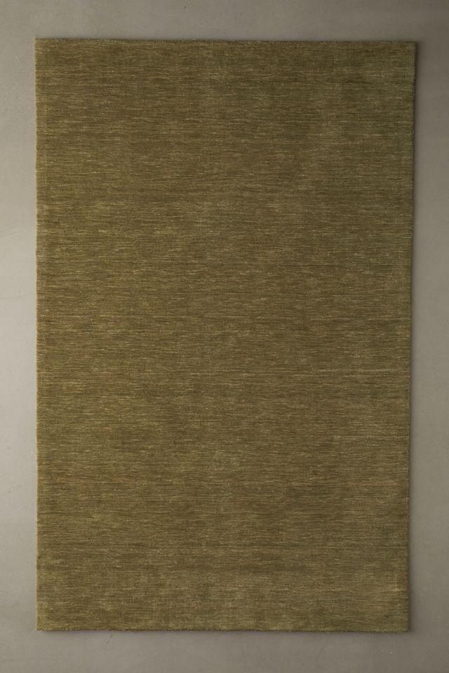 Handmade Green Wool Rectangular 5x8 Rug