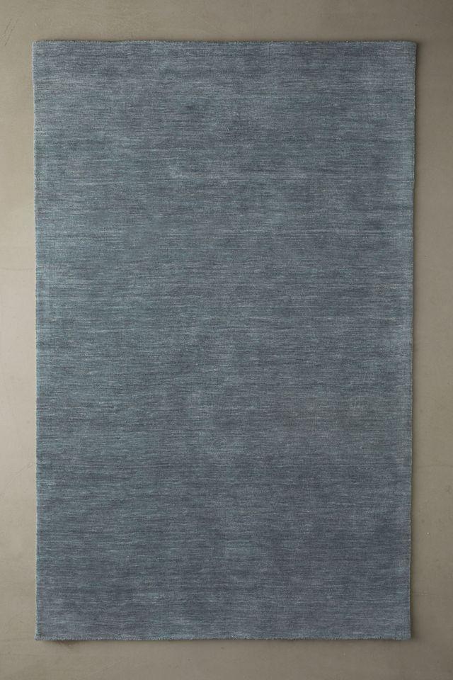 Handmade Blue Wool 9' x 12' Rectangular Rug