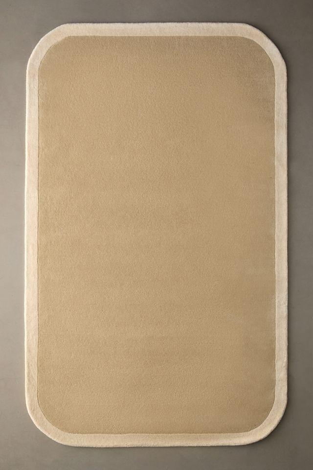 Cream Tufted Wool Area Rug with Border, 8' x 8'