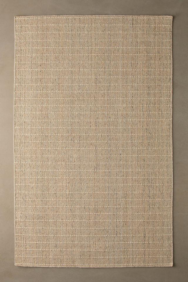 Natural Handloomed Wool Blend Striped Rectangular Rug