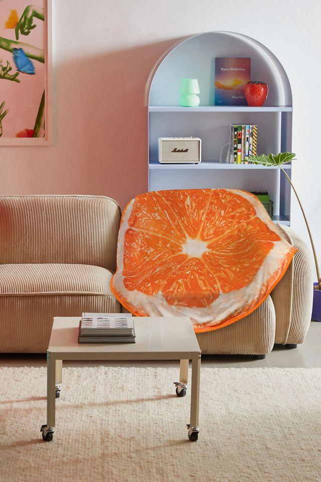 Orange Slice Round Fleece Throw Blanket with Cotton Lining