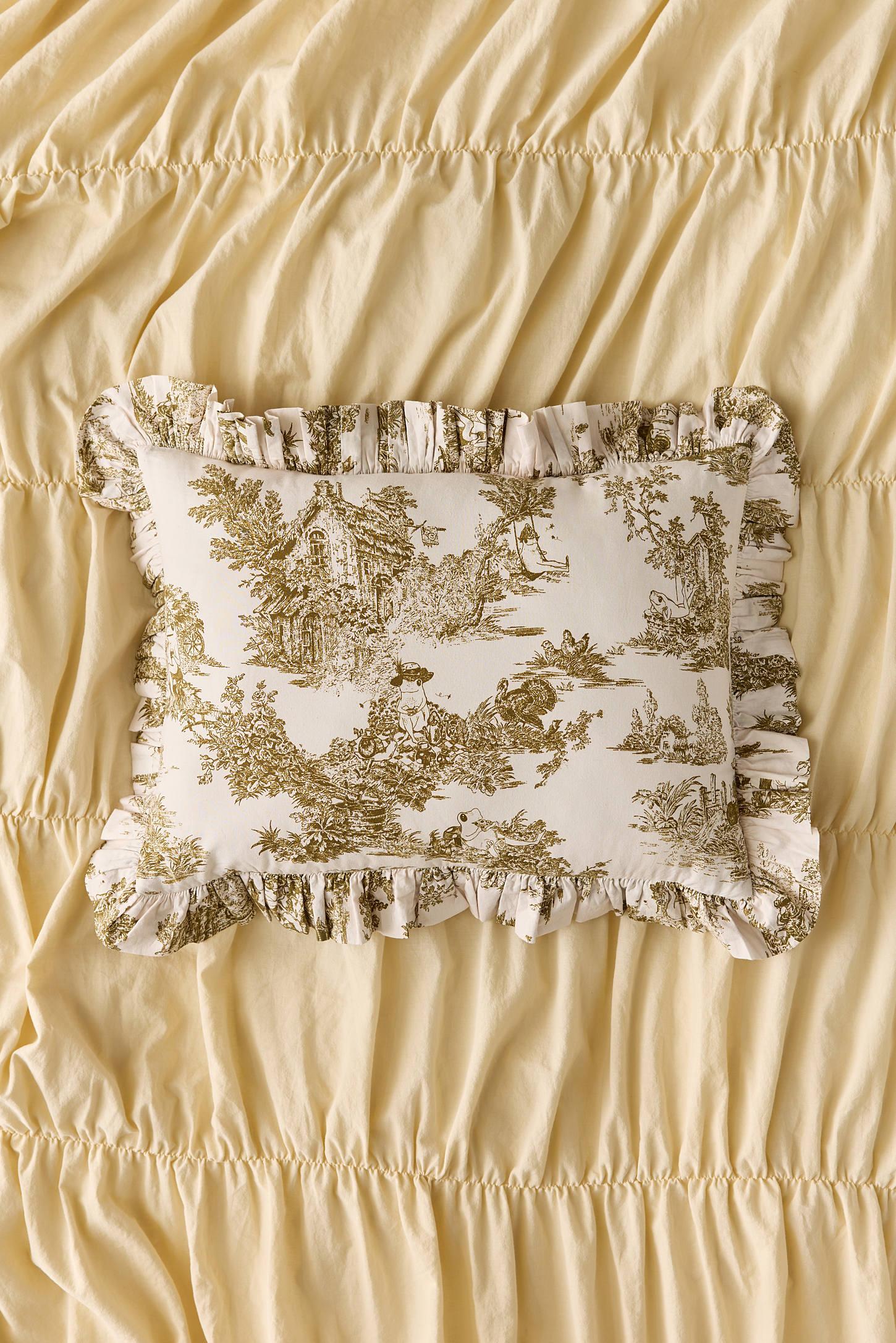 Cotton Ruffle Bolster Pillow