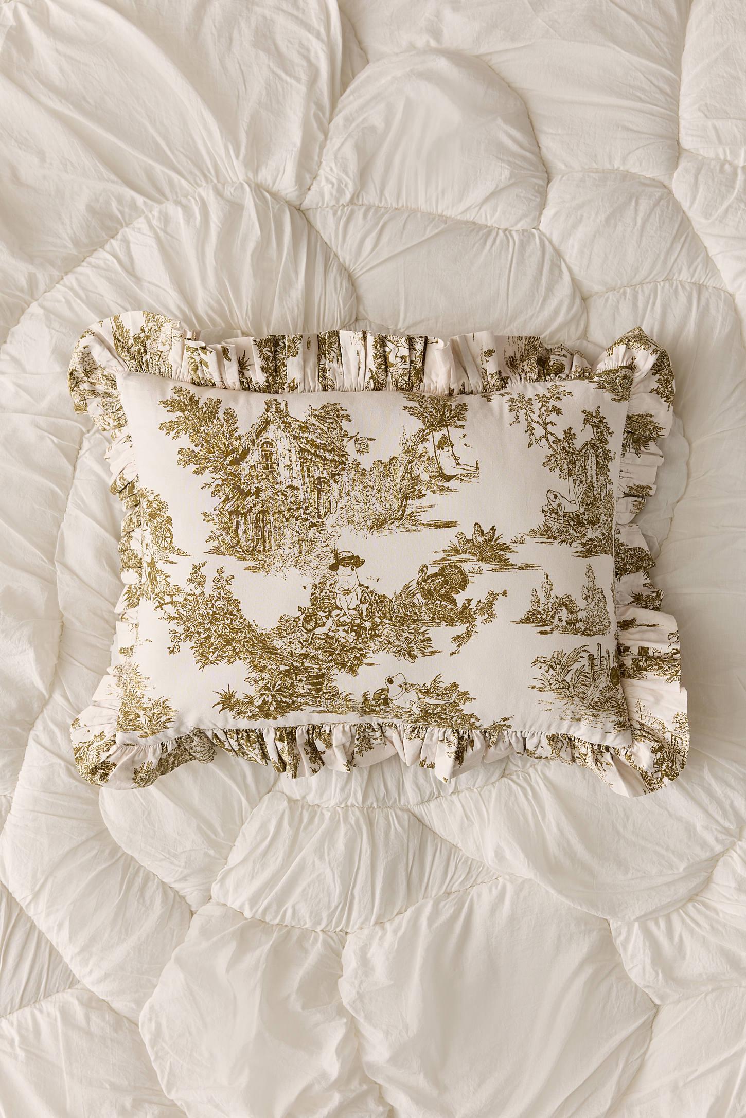 Cotton Ruffle Bolster Pillow