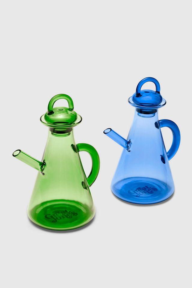 Broccoli Green Glass Oil Cruet with Spout and Handle