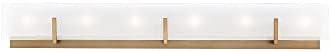 Satin Brass 6-Light Dimmable Outdoor Vanity with Etched Glass