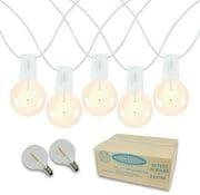 Novelty Lights 50 Feet Warm White LED G50 Globe Plastic Shatterproof Outdoor Patio String Lights, White Wire